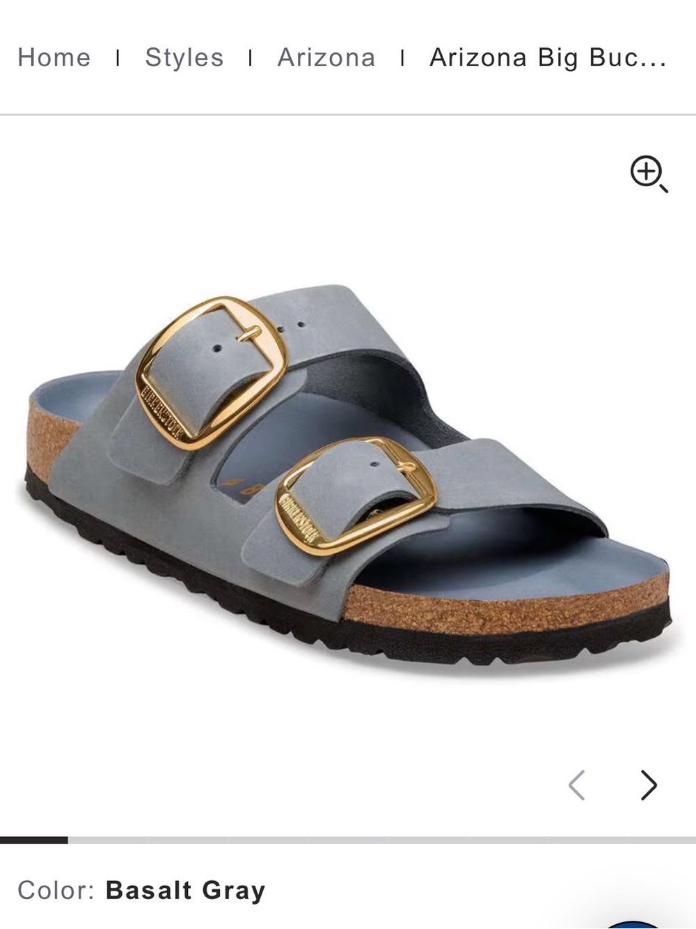 Birkenstock Big Buckle Arizona Sandals in Basalt Gray
